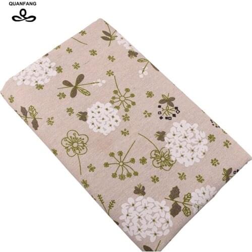 QUANFANG Printed Cotton Linen Fabric For Patchwork Quilting Sewing DIY Sofa Pillow Cloth Tissue Curtain Bag Cushion Half Meter