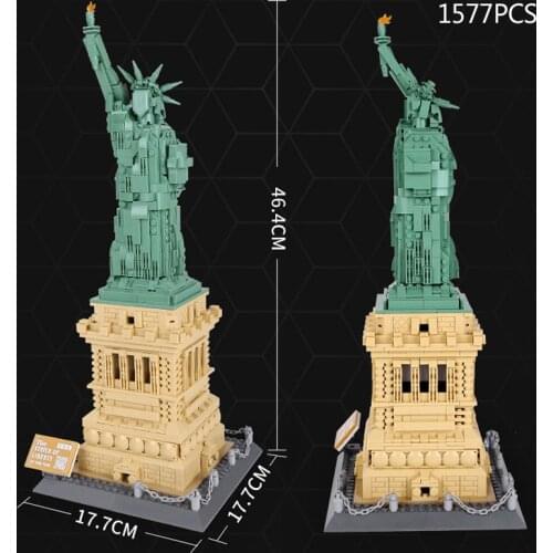 World famous modern Architecture Statue of liberty New York United States building block assemble model bricks toy for gift