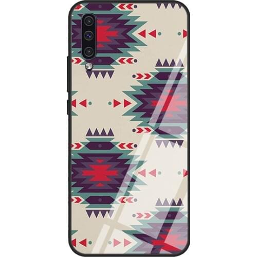 Western Turquoise Red Aztec Navajo Case For Samsung A72 A71 A51 A31 A40 A50 A70 A20e A21S A12 A32 A52 Tempered Glass Cover
