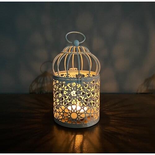 Iron Candlestick Crafts Candlelight Dinner Table Decoration Retro Style Candle Holder Stand Light Bird Cage Hanging