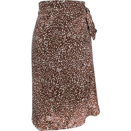 Womens Sexy Skirt Polka Dot Printing Side Slits Lace-Up Style High-Waisted Slim Comfortable Short Dress New Fashion 2021