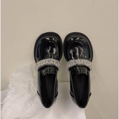 2021 spring and autumn female British style retro fashion Mary Jane shoe cover foot big head crystal ice high heels