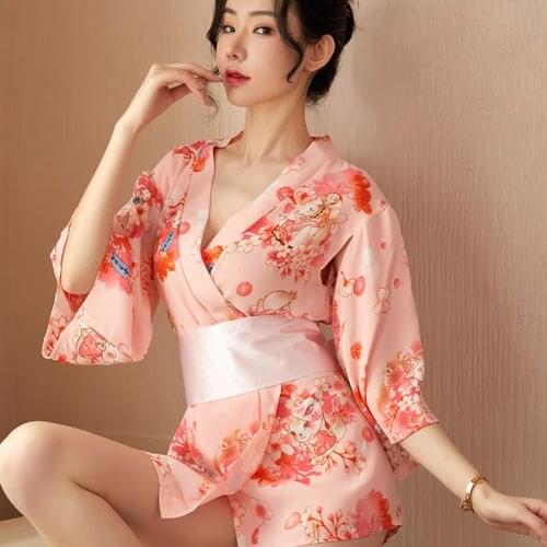 JIMIKO adult woman sexy lingerie review printed kimono erotic lingerie couple sex cosplay games sex fantasy uniform underwear