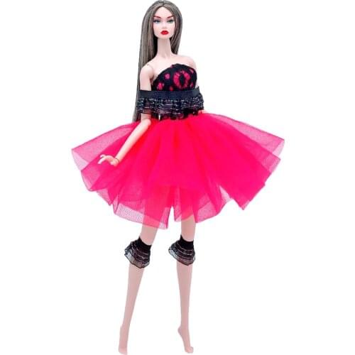 NK 1 Pcs Doll Lace Dress Handmade Model Skirt Party Clothes Fashion Outfit For Barbie Doll Accessories 277G 6X
