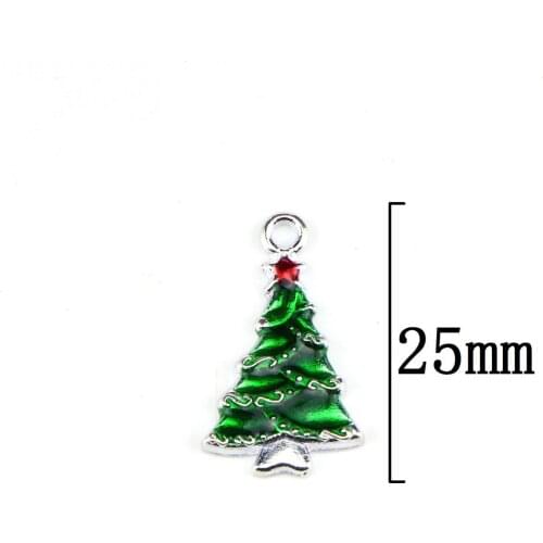 10pcs/Lot Christmas Tree 25mm Diy Handmade Oil Enamel Charms Design for Jewelry Making Earring Bracelet or Necklace
