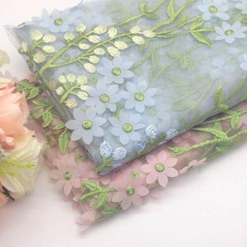 2meter 3D flower embroidered mesh tulle soft lace fabric girls clothes women dress Childrens clothing sewing supplies