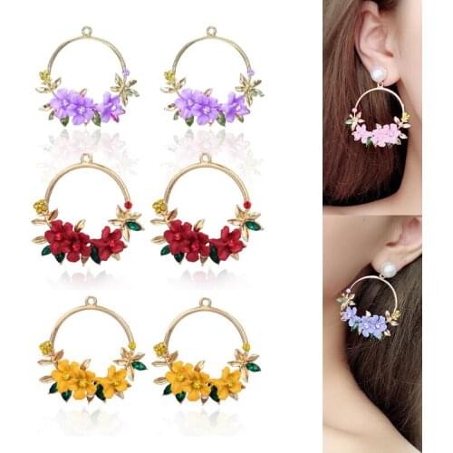2020New 50Pcs Trendy Cute Flower Rhinestones button for DIY Earrings pendants For Jewelry Female Circle Earrings Gift EG102