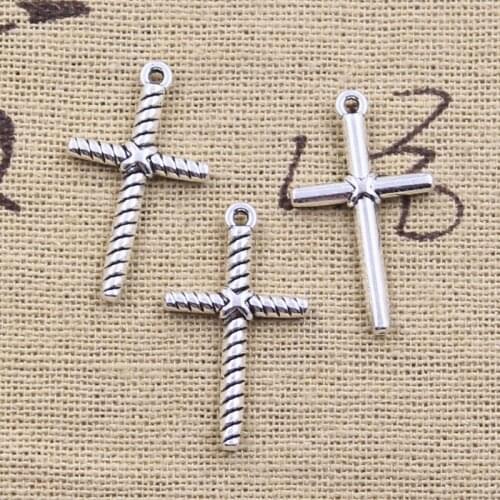 20pcs Charms Cross 26x15mm Antique Silver Color Pendants Making DIY Handmade Tibetan Finding Jewelry