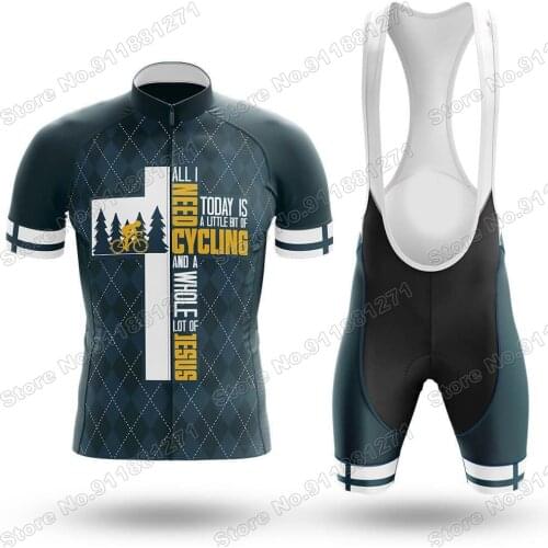 2021 And Jesus Mens Cycling Clothing Pro Team Cycling Jersey Set Summer Race Road Bike Suit Bicycle Bib Shorts MTB Maillot