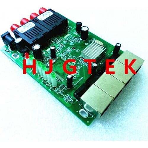 2FX/4TX Fast Ethernet Fiber Switch Board 10/100Mbps Optical Media Converter Board Singlemode Duplex 4 UTP RJ-45 to FC Connector