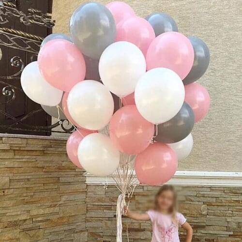 30pcs 10inch Pink Gray Latex Balloon Boy Girl Birthday Party Helium Balloon Baby Shower Wedding Decor Blue Birthday Decoration