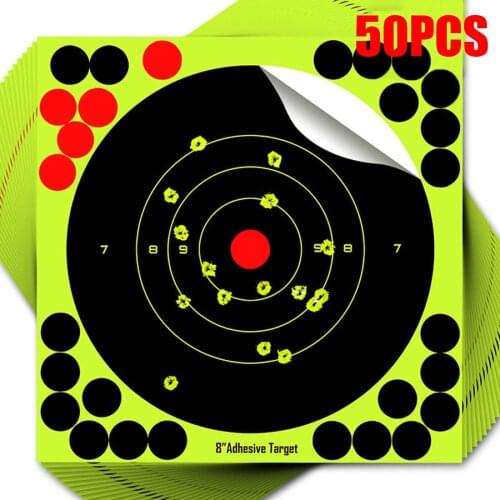 50pcs Target Practice Reactive Glow Shoting Rifle Florescent Papers Glue Reactive Shooting Target Sighting Shoot Accessories