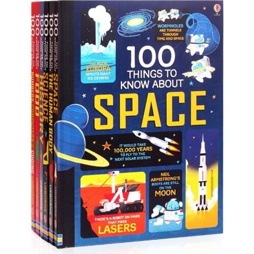 6 Books/Set Usborne 100 Things to Know About(Space,Food,History,Science,The Human Body,Numbers Computers & Coding) hardcover