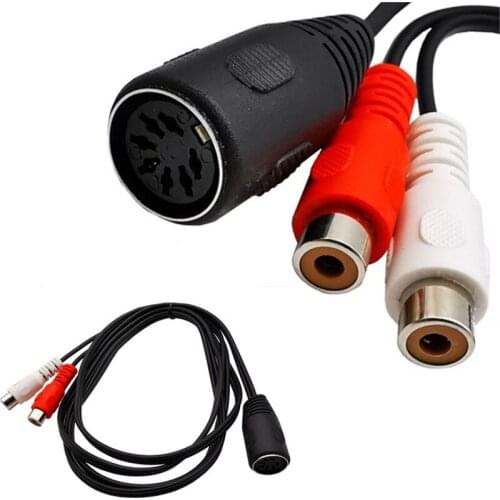 7-Pin DIN Female MIDI Cable to 2 Dual RCA Female Plug Audio Cable 0.5m 1.0m 1.5m