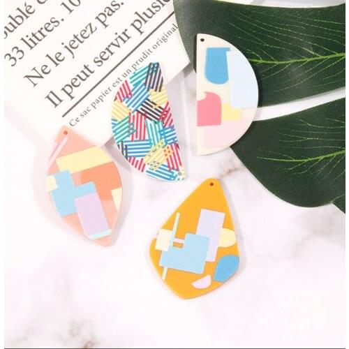 4pcs Acrylic Half Round Rainbow Charms Jewelry Accessories Hand Made Earrings Connectors DIY Pendant Components