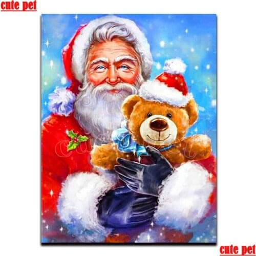 Diamond Painting Santa Claus and Bear Rhinestone 5D DIY Diamond Embroidery Cross Stitch diamond Mosaic Sale decoration salon