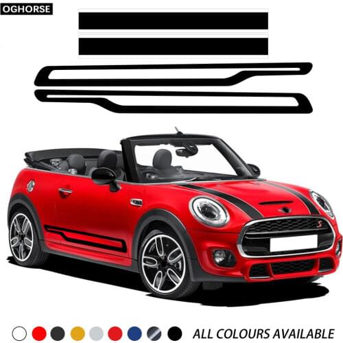 2Pieces Car Styling Door Side Skirt Sticker Body Stripes Decal for Mini Cooper R50 R52 R53 Hatch R56 R57 F55 F56 F57 Accessories