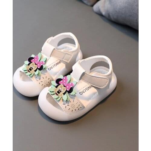 Disney Mickey Mouse baby sandals female baby soft-soled toddler shoes summer anti-kick beach shoes girls Minnie princess shoes
