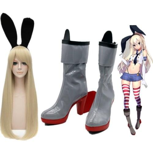 Anime Kantai Collection High heel shoes Kantai Collection Cosplay shimakaze boots Comic Lolita shoes large size Japanese Anime