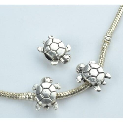 10 pcs alloy beads tortoise charm tibetan silver diy beads for European bracelet jewelry making 1856