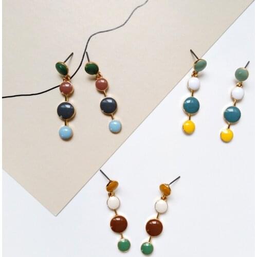 Color drip web celebrity long earrings individuality high temperament feeling small design color earrings earrings sweet female