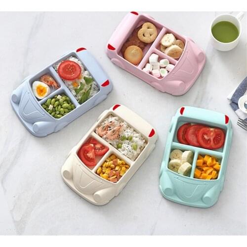 Ruiwjx Bamboo Fiber Childrens Plate Separate Car Tableware Baby Feeding Sets Children Tableware Children Training Dinnerware