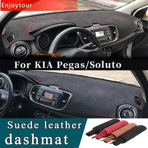 For KIA Pegas Soluto 2017 2018 2019 2020 Suede Leather Dashmat Dashboard Cover Pad Dash Mat Car-styling Accessories Carpet