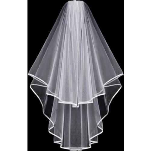 Tulle Crinkle Hem Wedding Veil Short Mantilla Bride Head Accessories Bridal Veils With Comb