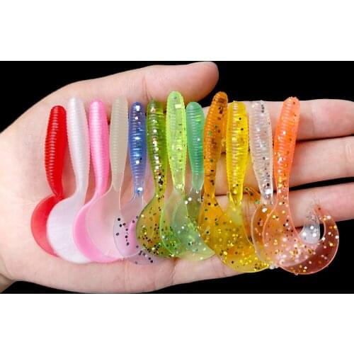 Hengjia 10pcs 6cm 2g Soft Plastic Lures Silicone Worms Bait for Fishing Artificial Swimbait Wobbler Bass Pike Fishing Tackle