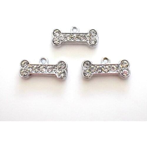 Crystal Dog Bone Pendant Delicate Cute Korean Silver Charms DIY Accessories For Handmade Women Jewelry Necklace Bracelets