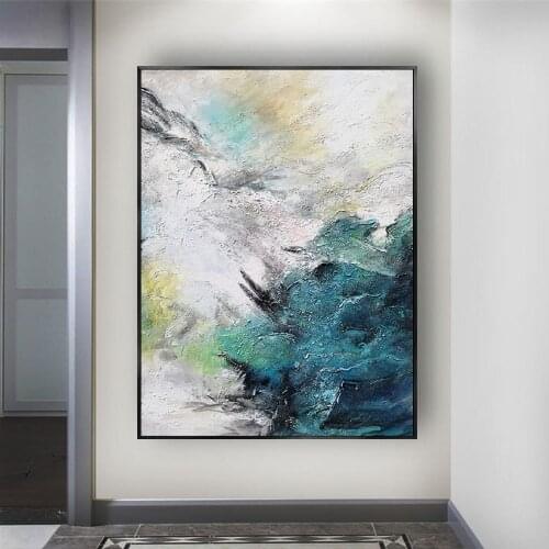 Artist Hand-painted High Quality Modern Abstract Green Landscape Oil Painting on Canvas Textured Knife Green Tree Oil Painting
