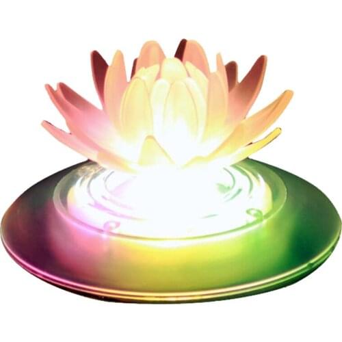 Solar Light Artificial Lotus LED Water Floating Solar Flower Outdoor Glass Ball Decoration Dreamy Lighting Garden Lawn