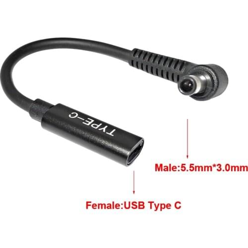 USB Type C Female to 5.5*3.0mm Male Plug Converter Laptop Charging Cable Cord Dc Power Adapter for Samsung R429 RV411 RV515 R540