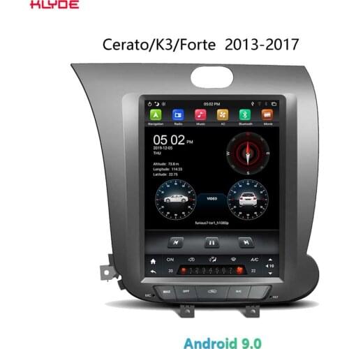 KD-97034 klyde factory tesla Android 9.0 4G+32G/64G 6 core IPS screen car audio system with gps for Cerato/K3/Forte 2013-2017