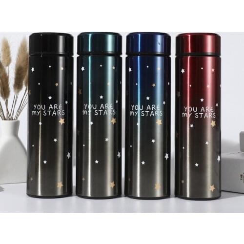 500ml Coffee Mug Gradient Color Body Thermos Cup Double Layer Insulated Water Bottle 304 Stainless Steel Vacuum Flask Mug Travel