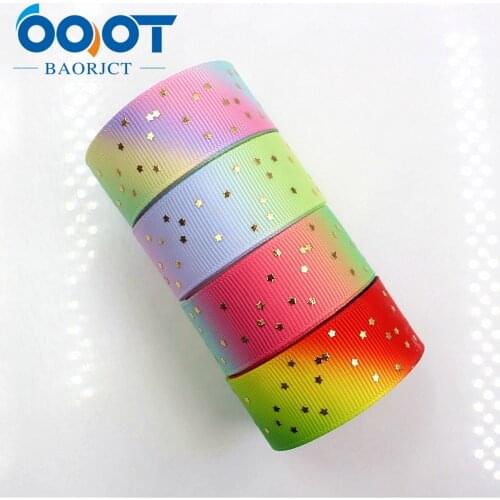 OOOT BAORJCT 1710054 22mm 10yards Bronzing Ribbons Thermal transfer Printed grosgrain Wedding Accessories DIY handmade material