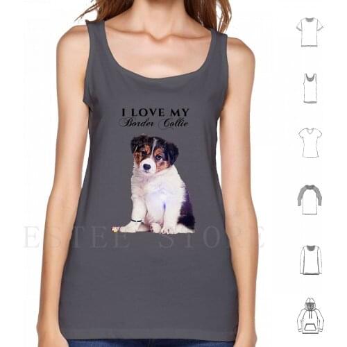 Border Collie Puppy Love Tank Tops Vest Sleeveless Black Border Collie Border Collie Art Border Collie Mom Border Collie