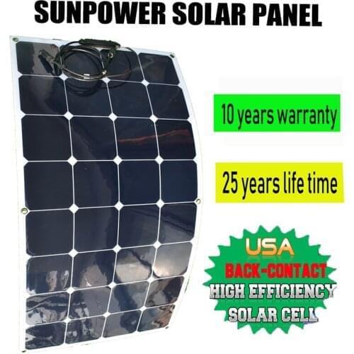 Monocrystalline Sunpower Flexible Solar Panel 100W High Quality Photovoltaic Module 23% USA Cell C60 Solar Panel 12V