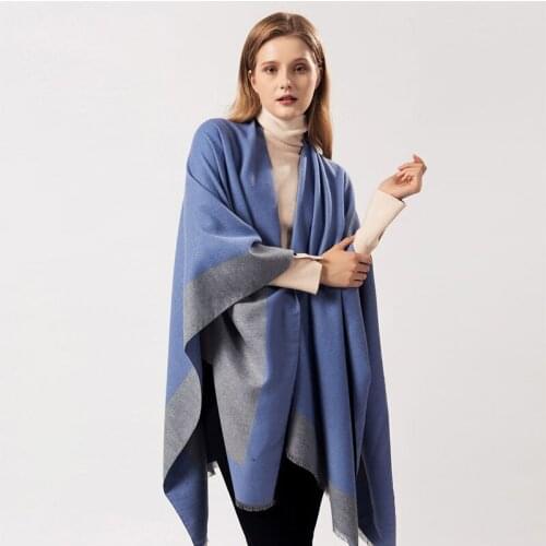 New Ponchos Caps for Women Winter Scarf Blanket Simple Stripe 2019 Shawls and Wraps Thicken Tassels Pashmina Ladies Winter Cloak