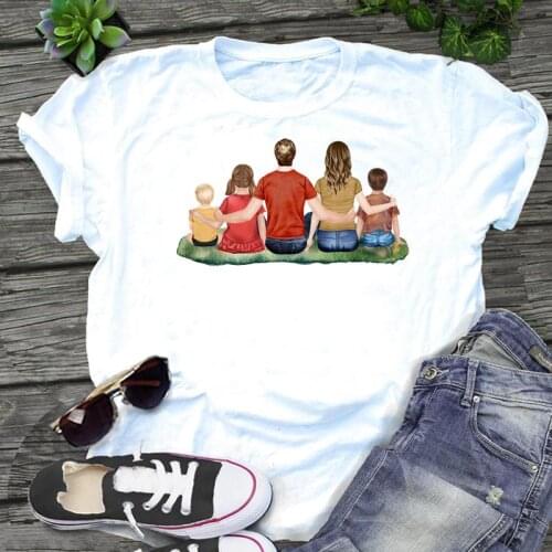 Women 90s Style New Clothing 2021 Graphic Family Love Mom Mother Cartoon Print Kawaii Female Clothes Tops Tees Tshirt T-Shirt