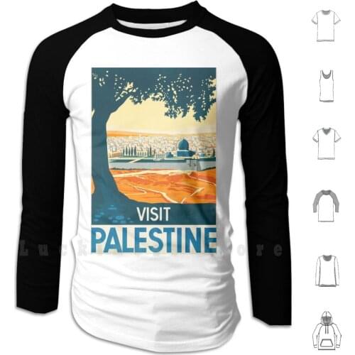 Visit Palestine Poster Hoodie Long Sleeve Free Palestine ? ? ? ? ? ? Arab Arabic Islam Keffiyeh Kufiya Kufiyyah