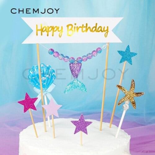 Mermaid Glitter Cake Topper Mermaid Cake Toppers Happy Birthday Mermaid Tail Cake Toppers Under The Sea Party Mermaid Party