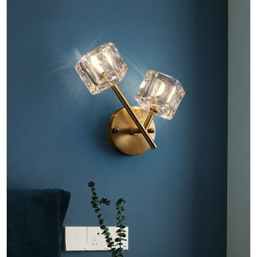 Modern led all copper wall lamp bedroom corridor northern Europe light luxury crystal bedside lamp simple personality