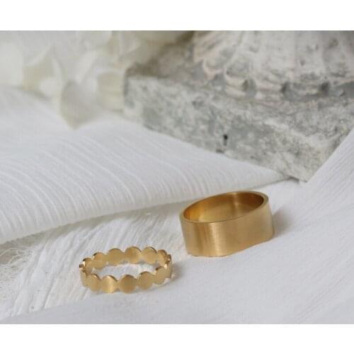 Light Luxury Woman Stainless Steel Rings Simple Solid Circle Matte Gold Rings For Girls Wedding Ring Dainty Jewelry For Women