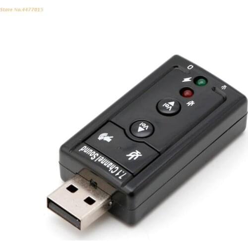 USB2.0 External 7.1 Channel 3D Virtual Sound Card Adapter PC Laptop Black Dropshipping