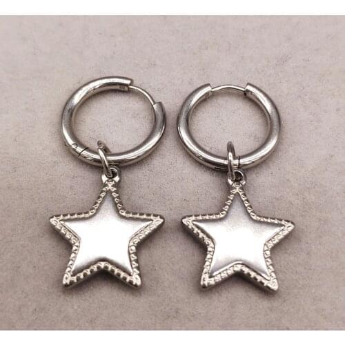 2021 New Fashion Star Stainless Steel Earings Circle for Women Silver Color Earrings Round Jewelry pendientes mujer E612865