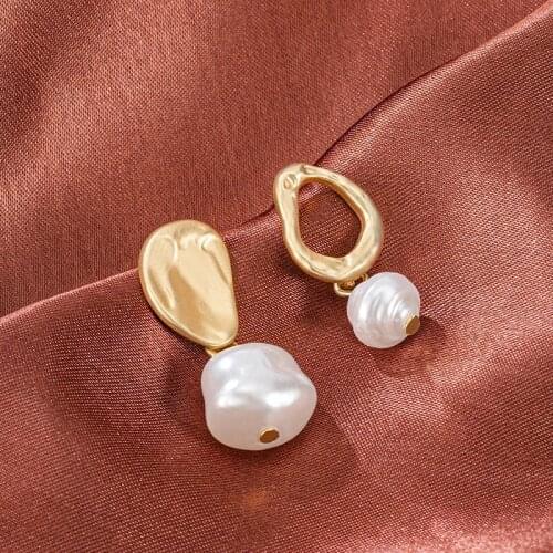 Korean Fashion Vintage Geometric Earrings For Women Metal Acrylic Hanging Earrings 2021 Trend Female Gold Stud Statement Jewelry