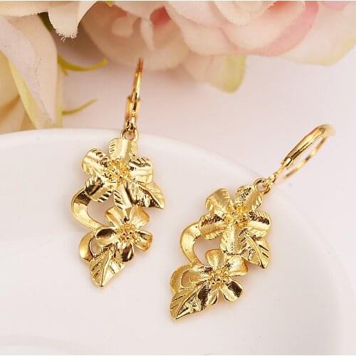 Gold flower drop earring Ethiopian/Nigeria/Kenya /Ghana Gold color Dubai african Arab Middle Eastern Jewelry Mom girl Gifts
