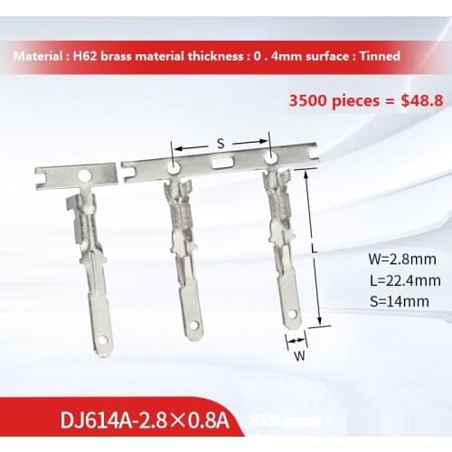 1000/3500 Pcs 2.8 MM Automobile Female Connector Tinned Wiring Terminal 2.8 Series Connector Plug In Spring DJ614A-2.80.8A