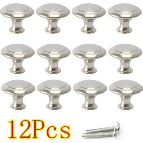 12 Pcs Door Knobs Cabinet Handles Cupboard Drawer Kitchen Stainless Steel Diy